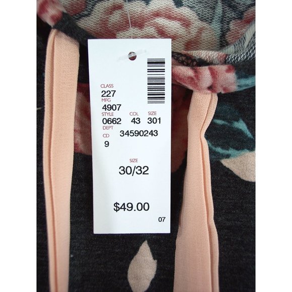 NEW Avenue 30/32 Floral Hoodie Top French Terry Long Sleeves - Picture 10 of 12